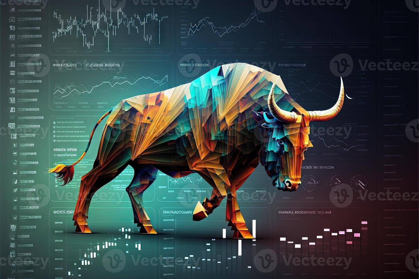 Bull as Symbol of trading on the stock market Is on the rise, Bull Market Signal, Global Trading illustration photo