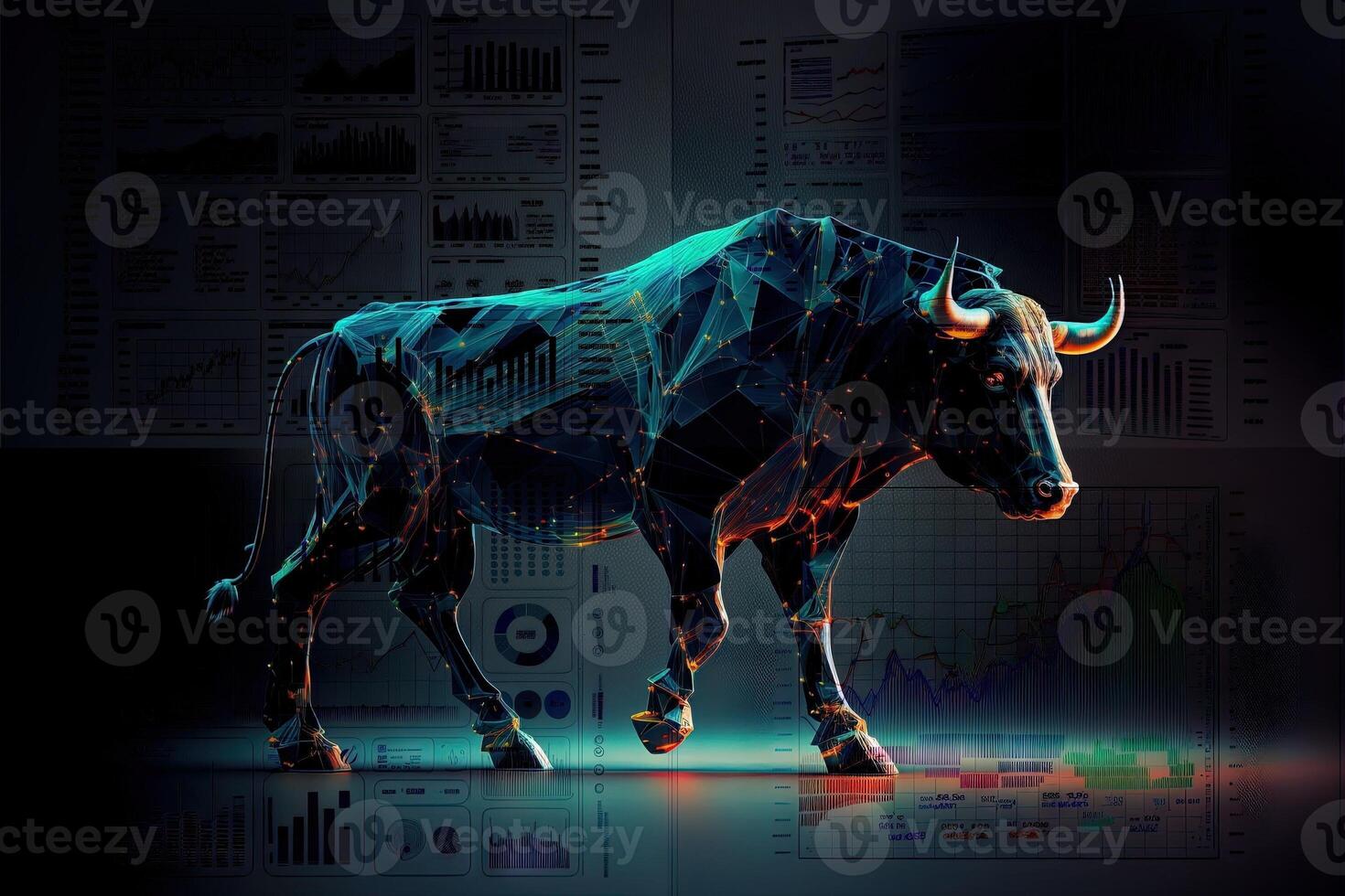 Bull as Symbol of trading on the stock market Is on the rise, Bull Market Signal, Global Trading illustration photo