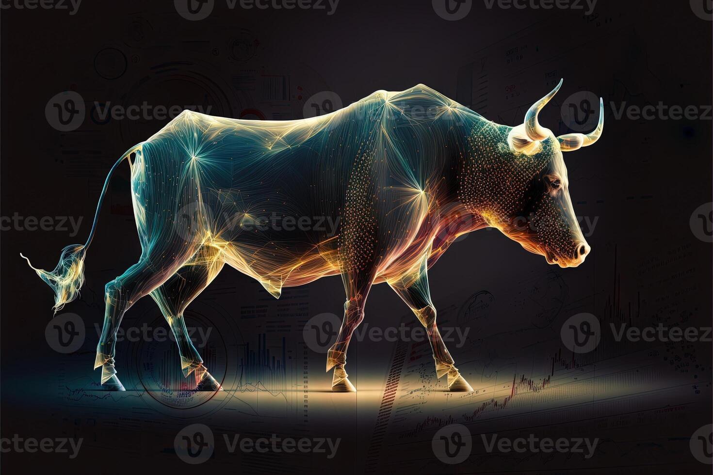 Bull as Symbol of trading on the stock market Is on the rise, Bull Market Signal, Global Trading illustration photo