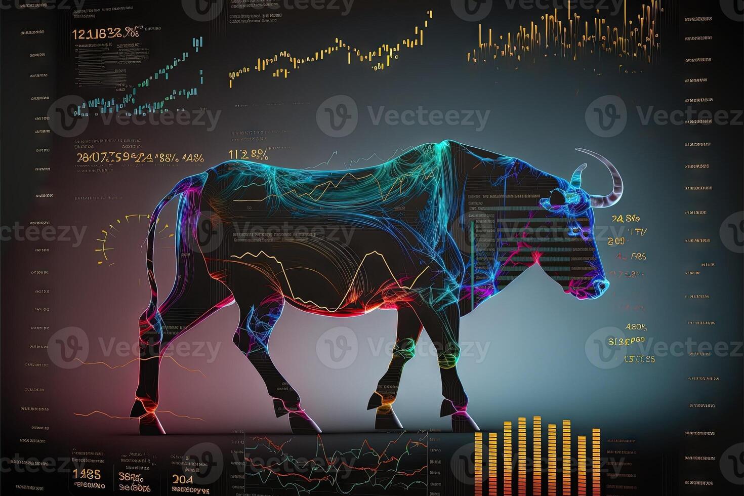 Bull as Symbol of trading on the stock market Is on the rise, Bull Market Signal, Global Trading illustration photo