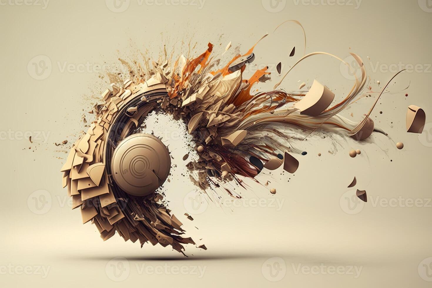 bunch of headphones exploding illustration photo