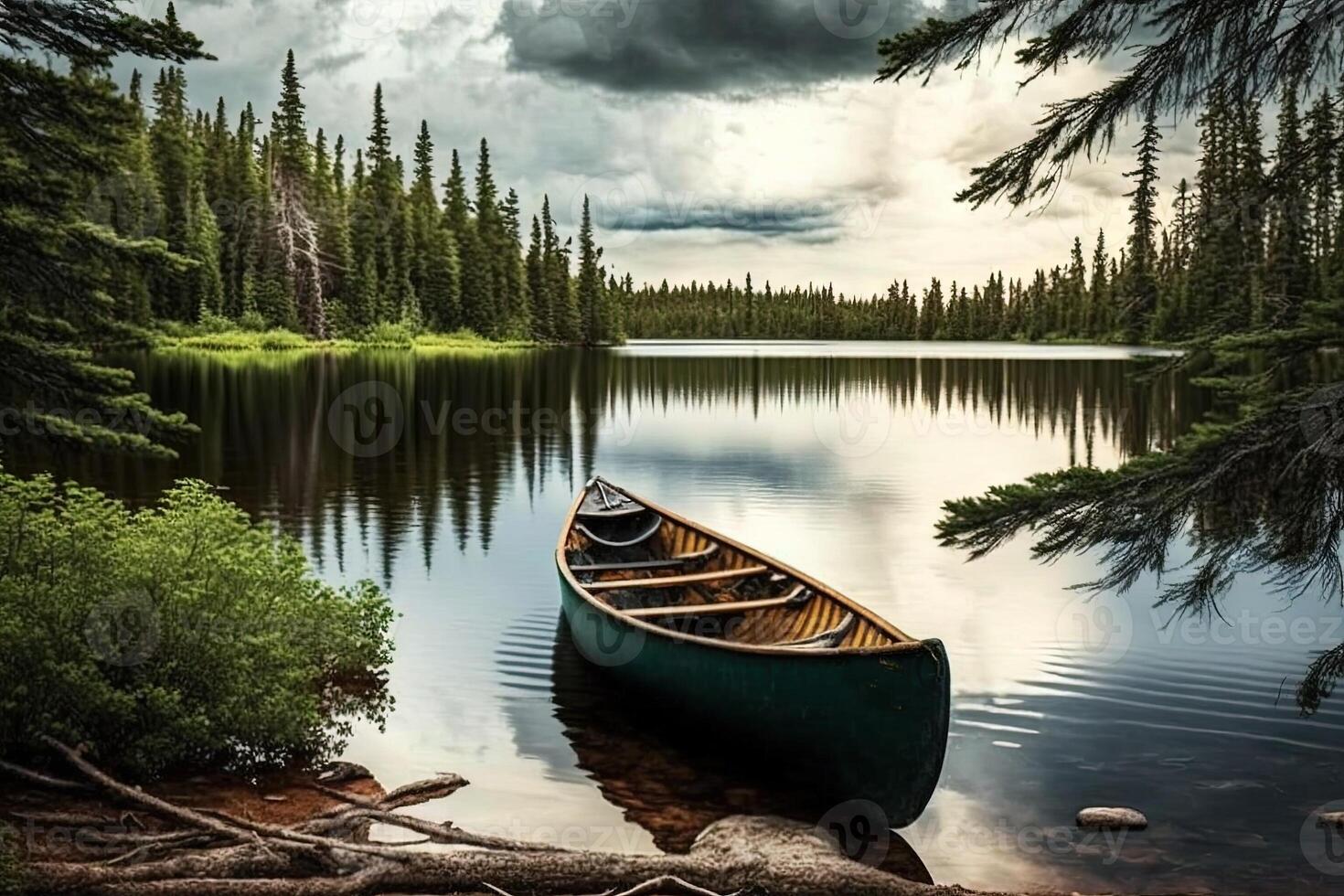 canoe algonquin lake park illustration photo
