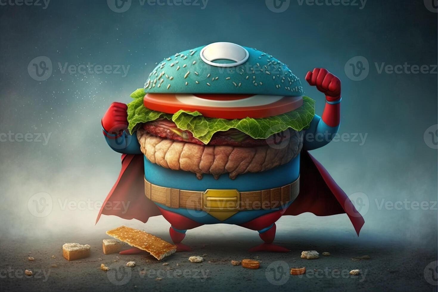 hamburguesa superhéroe súper héroe ilustración generativo ai foto