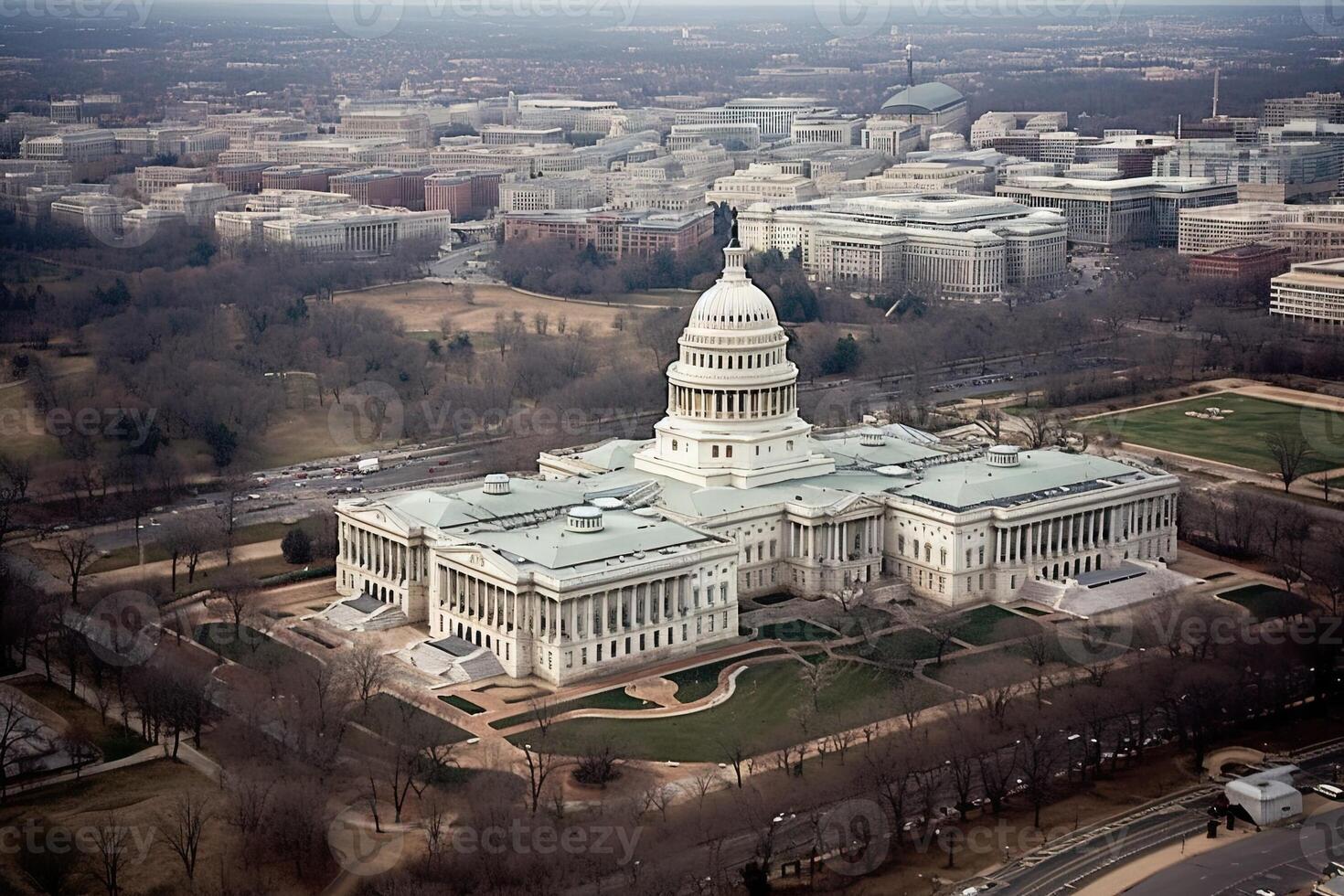 aerial view of washington capitol dc illustration photo