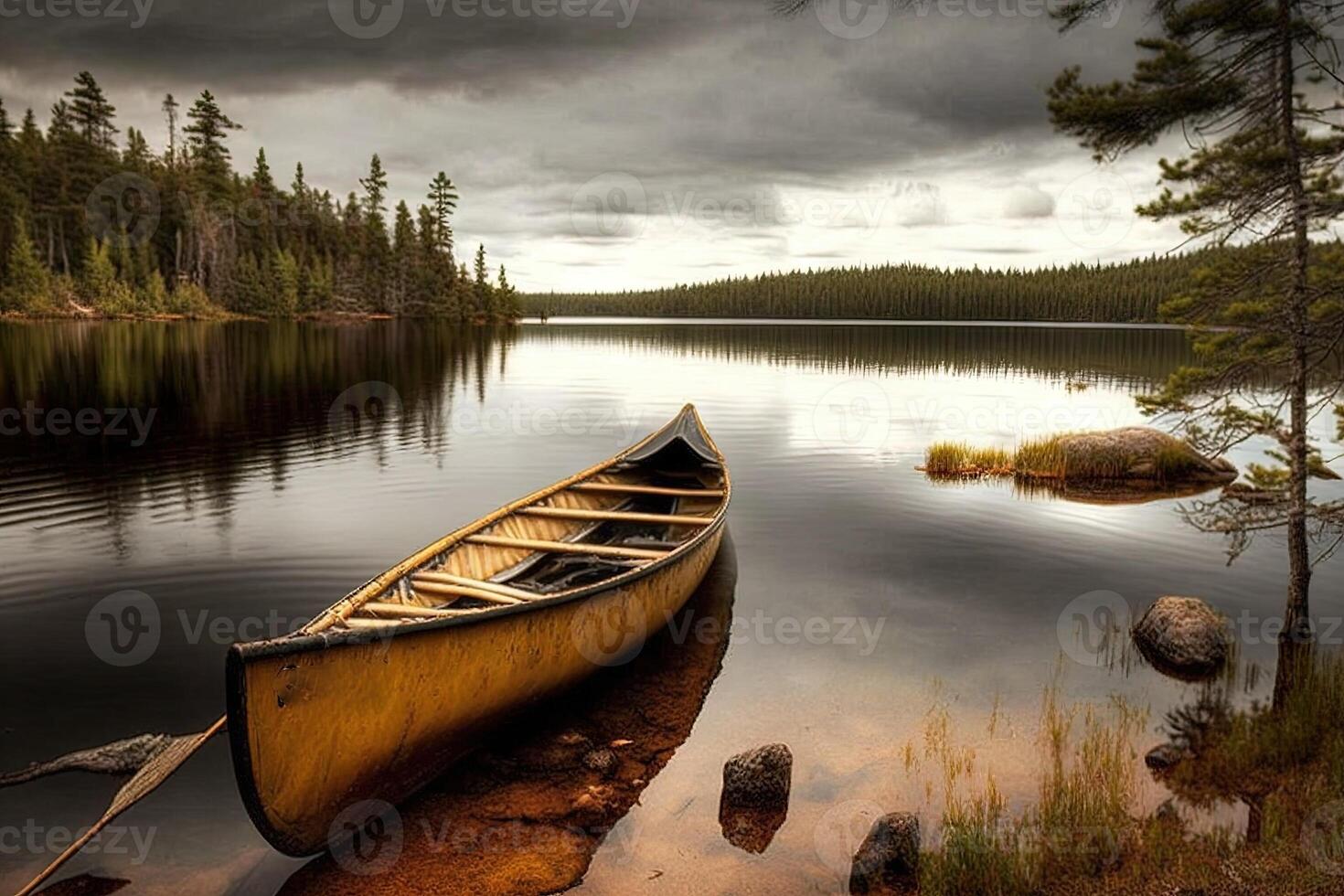 canoe algonquin lake park illustration photo