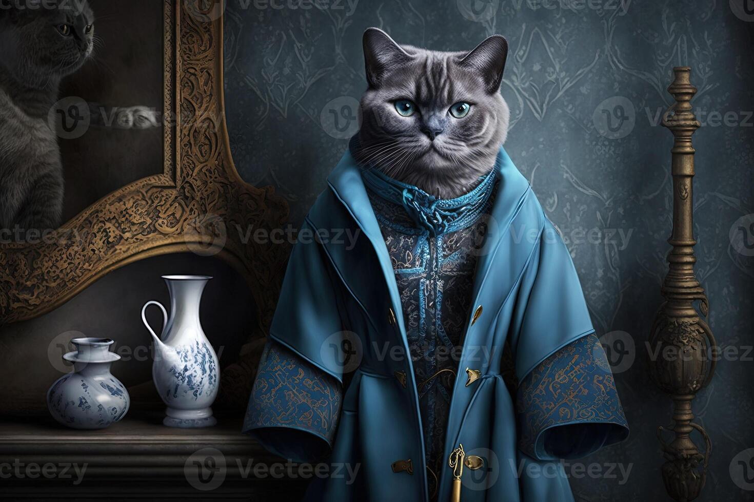 cat Modeling for a luxury line of high end cat clothing illustration photo