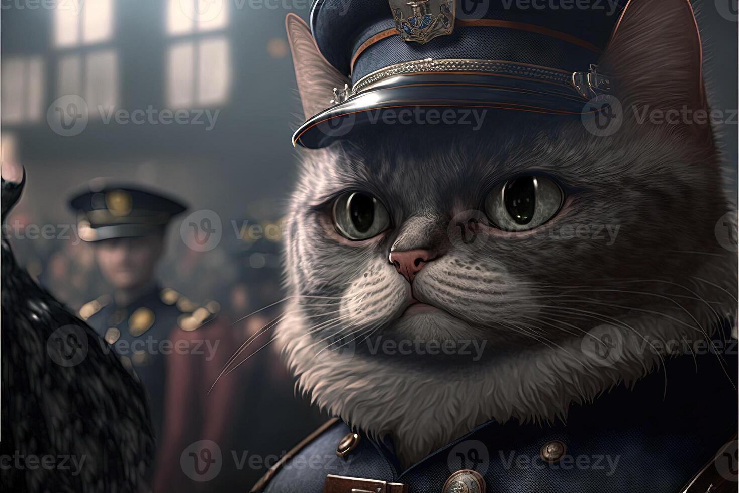 cat as policeman illustration photo