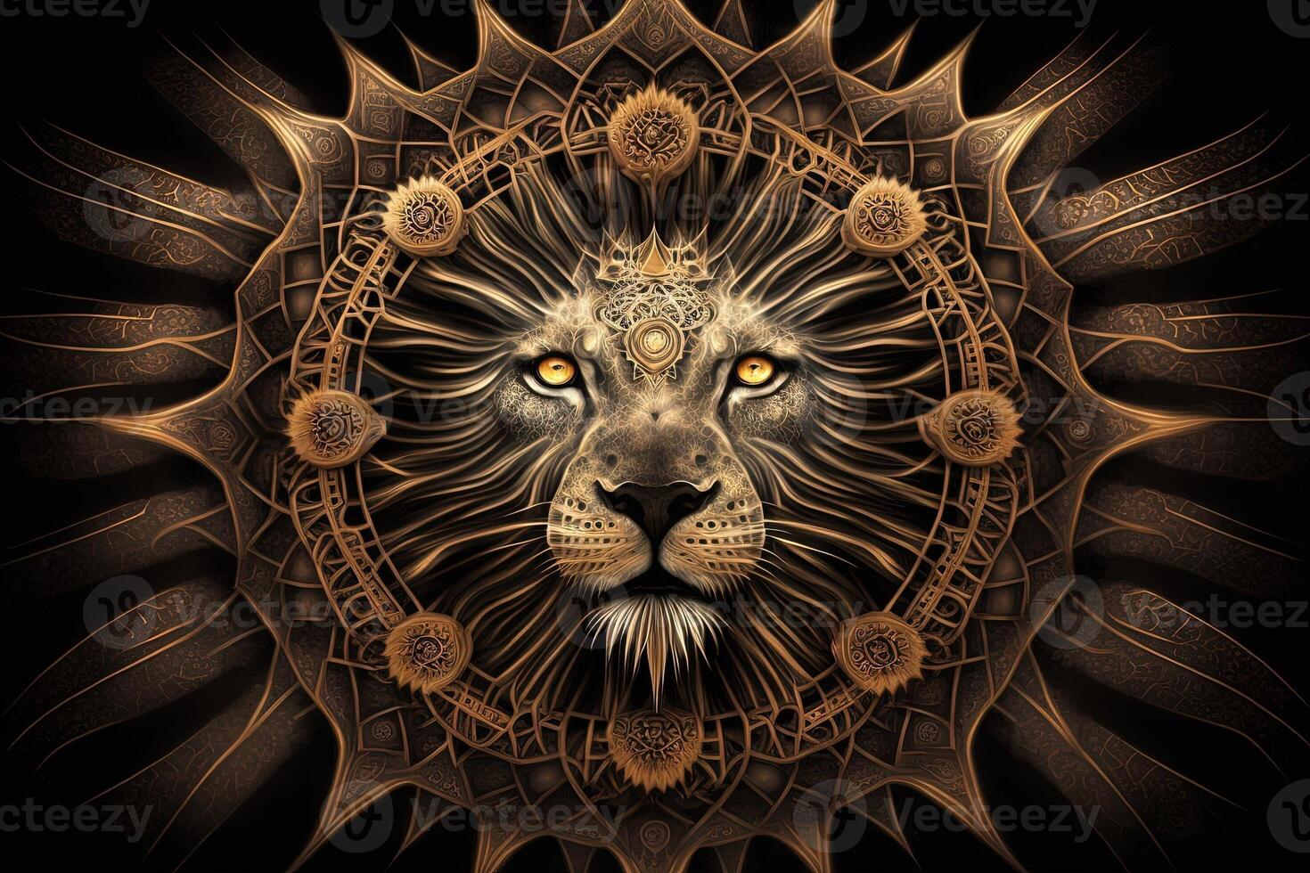 lion Animal mandala fractal illustration photo