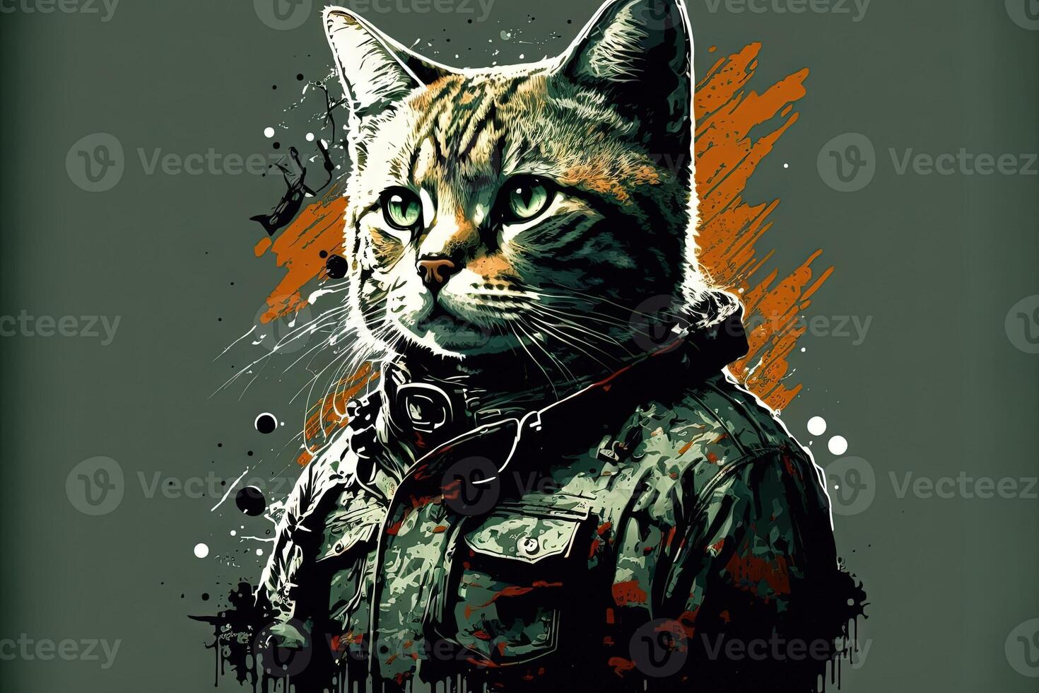 cute cat kitten in colorful pop art illustration photo