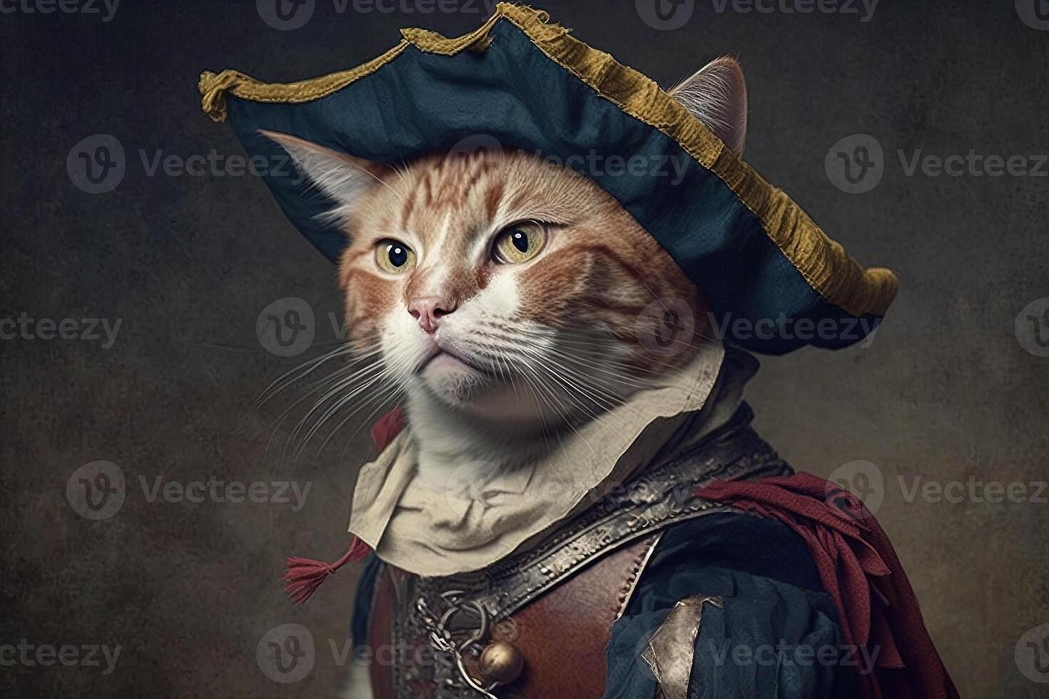 Cat as Christopher Columbus famous historical character portrait