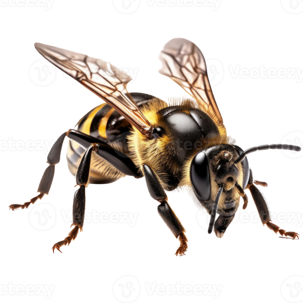 Macro bee isolated. Illustration png