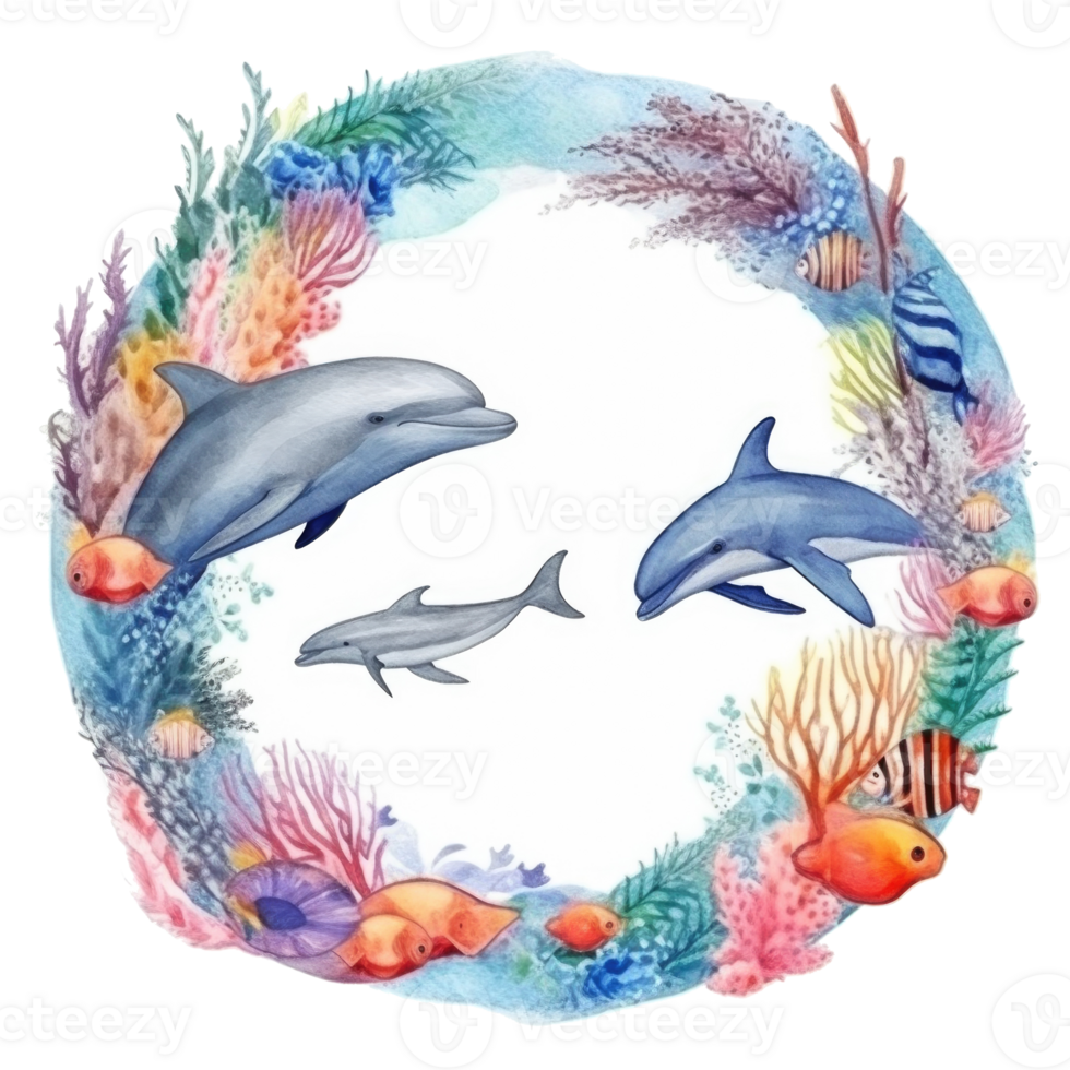 World Oceans Day watecolor background. Illustration png