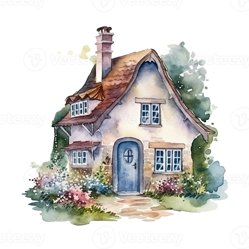 Cute watercolor house. Illustration png