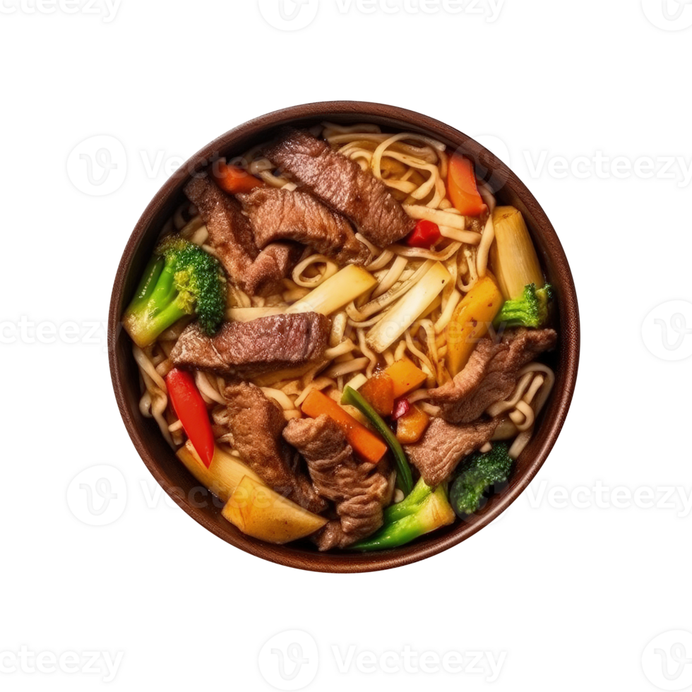 Noodles With Meat And Vegetables Isolated Illustration 23932152 PNG premium-ai-image-a-pot-of-food-with-meat-and-vegetables