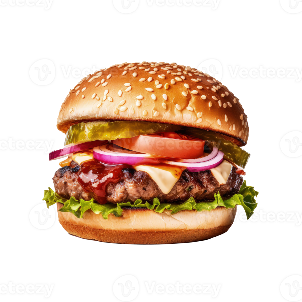 Beef burger isolated. Illustration png