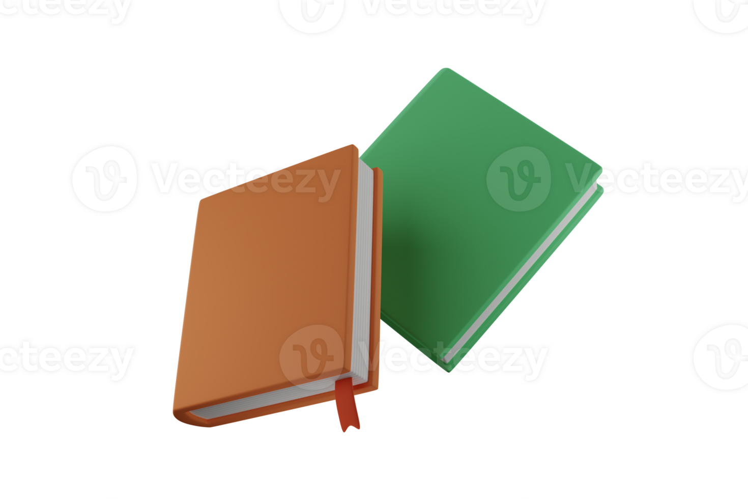 two books with bookmarks 3D rendering png