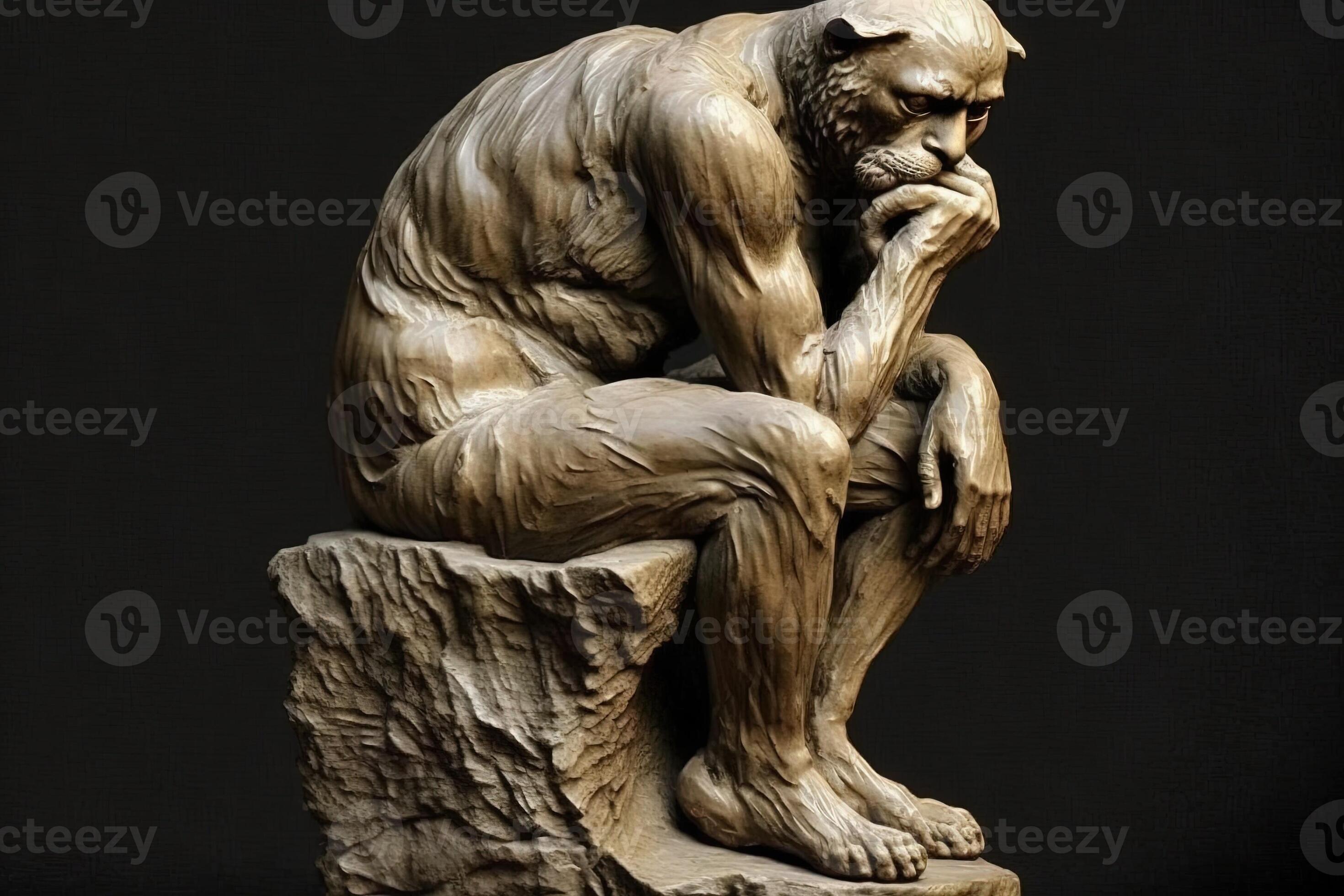 the thinker Statue Cat famous sculpture illustration 23932268 Stock
