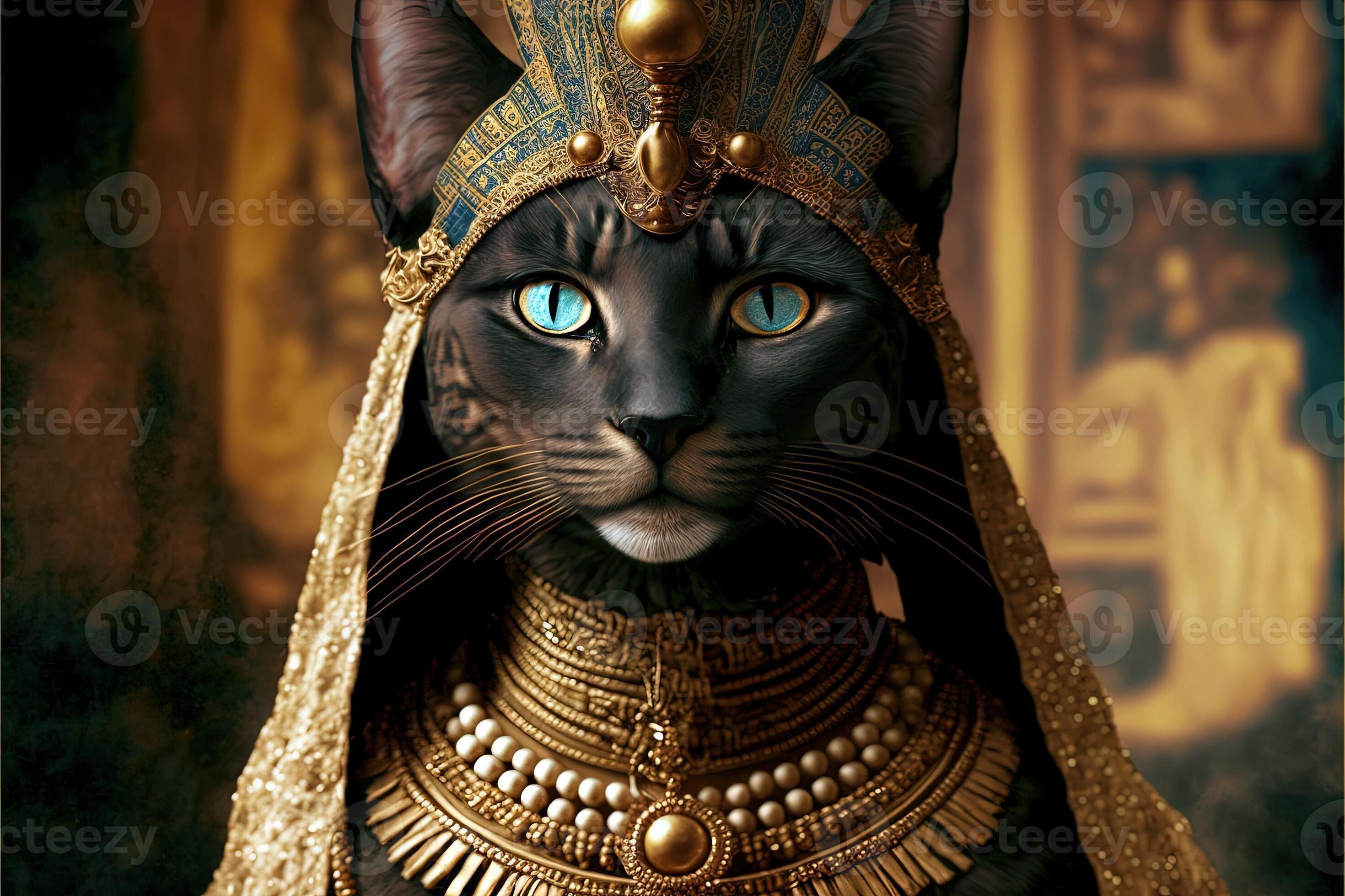 cat as cleopatra egyptian queen illustration 23932323 Stock Photo at