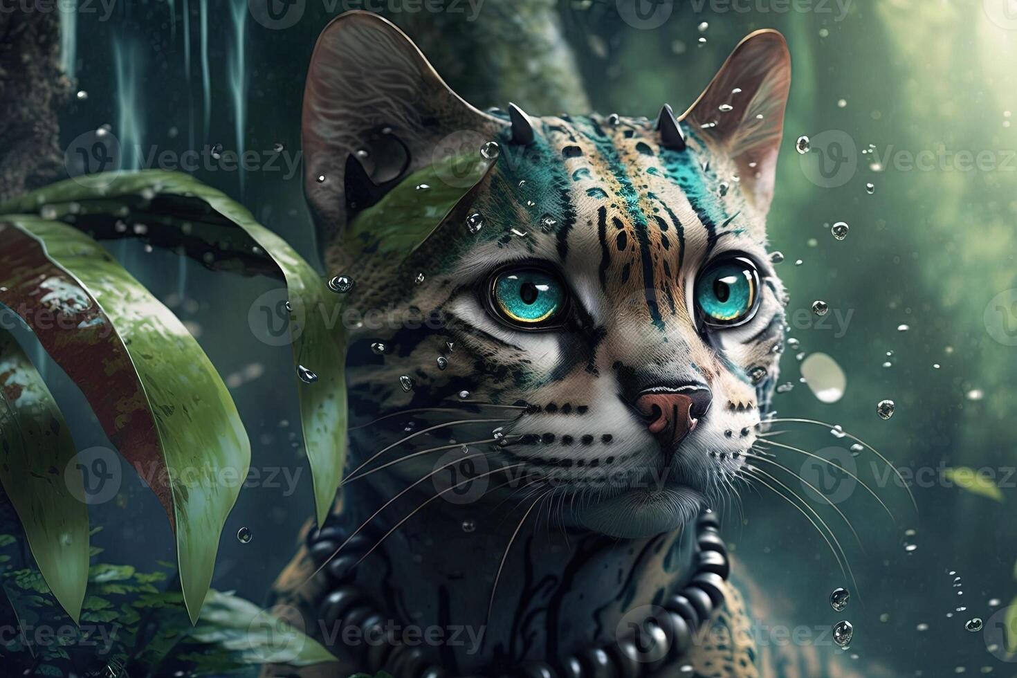 Amazonia gato ilustración generativo ai foto