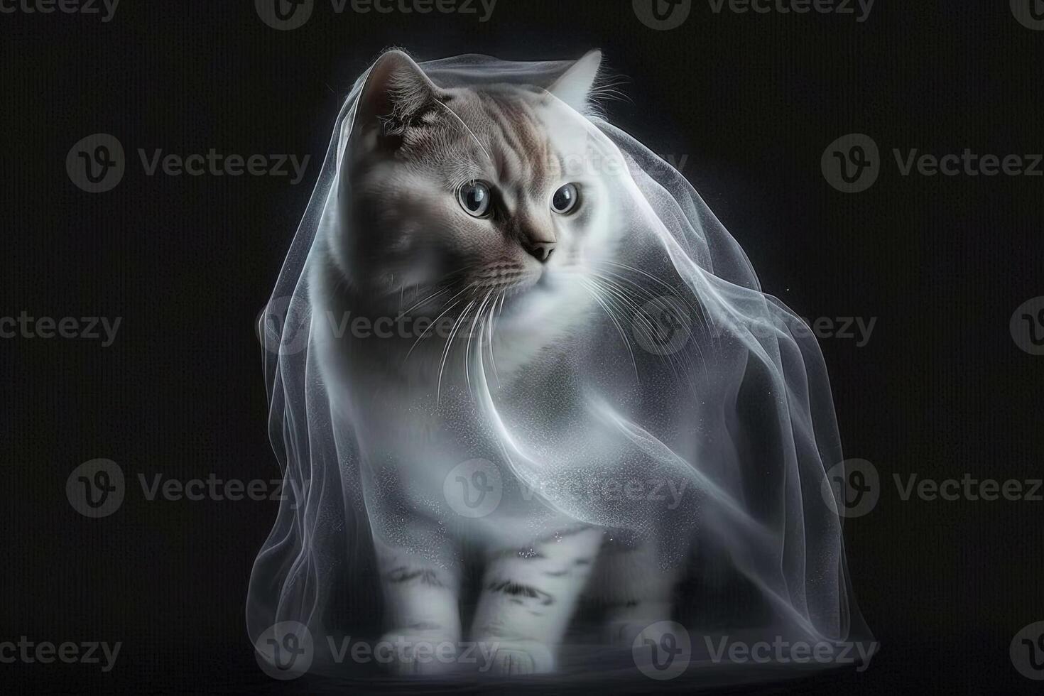 Cat as ghost charachter portrait illustration photo