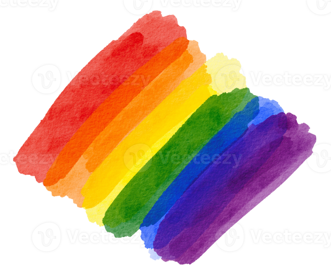 Rainbow watercolor  paint brush  style background.LGBT  Pride month watercolor texture concept png