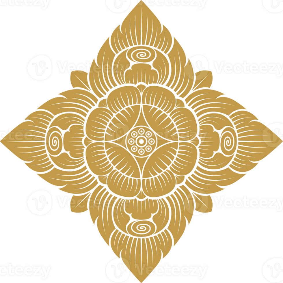 Gold asian luxury element, star line art, floral decoration motifs for ceiling pattern png