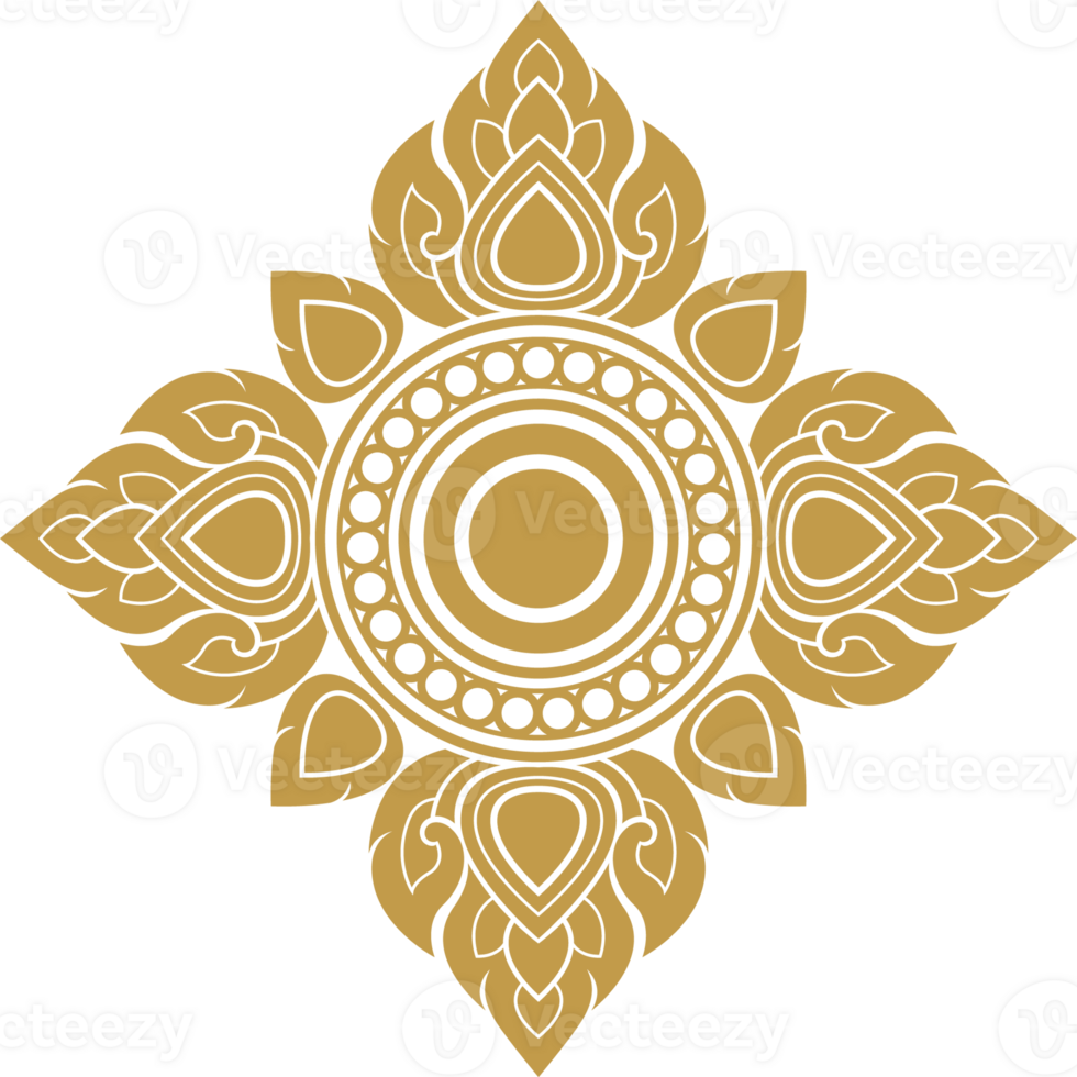 Gold asian luxury element, star line art, floral decoration motifs for ceiling pattern png