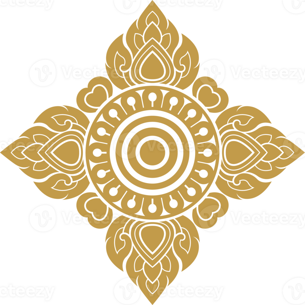 Gold asian luxury element, star line art, floral decoration motifs for ceiling pattern png