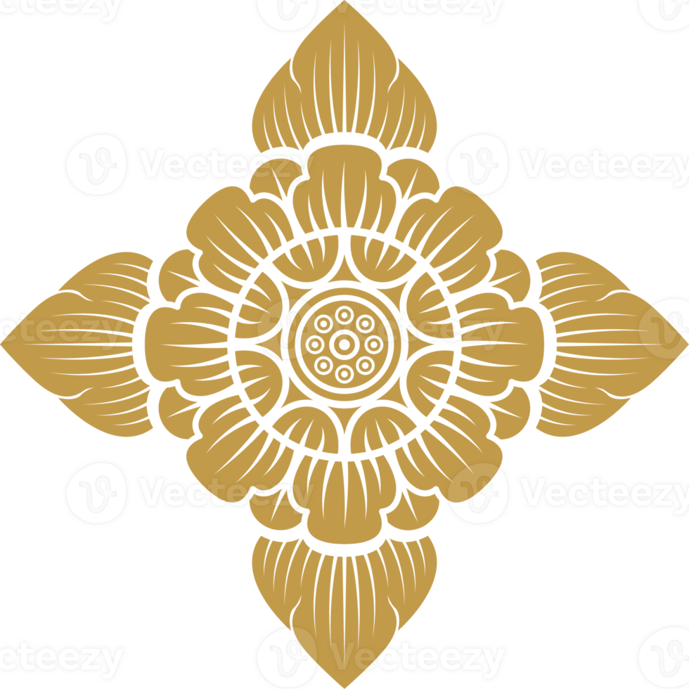 Gold asian luxury element, star line art, floral decoration motifs for ceiling pattern png