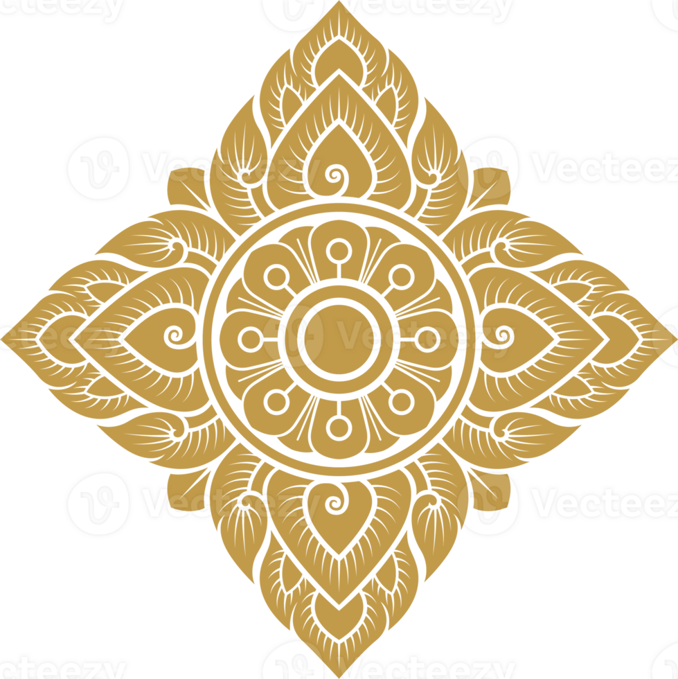 Gold asian luxury element, star line art, floral decoration motifs for ceiling pattern png