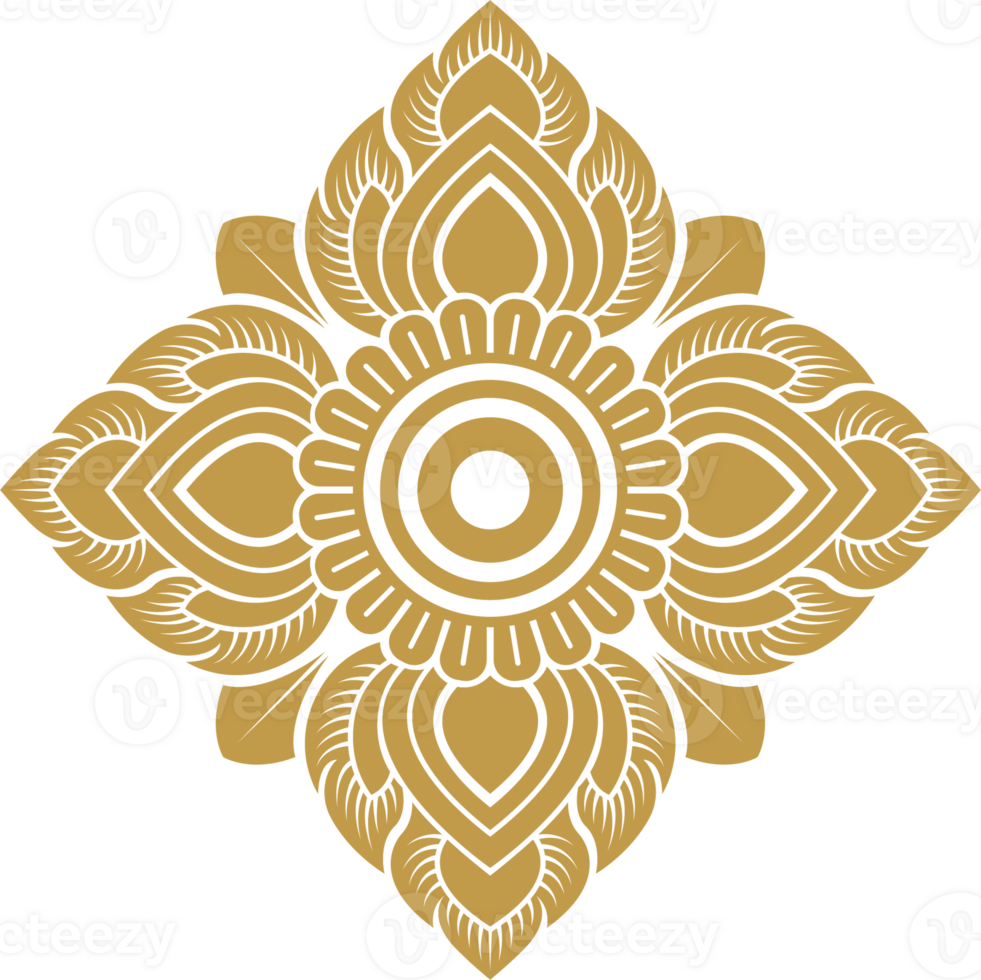 Gold asian luxury element, star line art, floral decoration motifs for ceiling pattern png