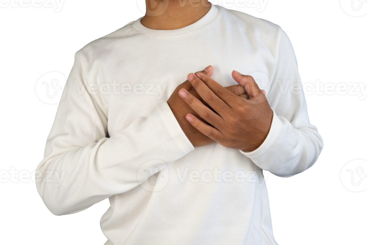 Man holding heart with both hand isolated png