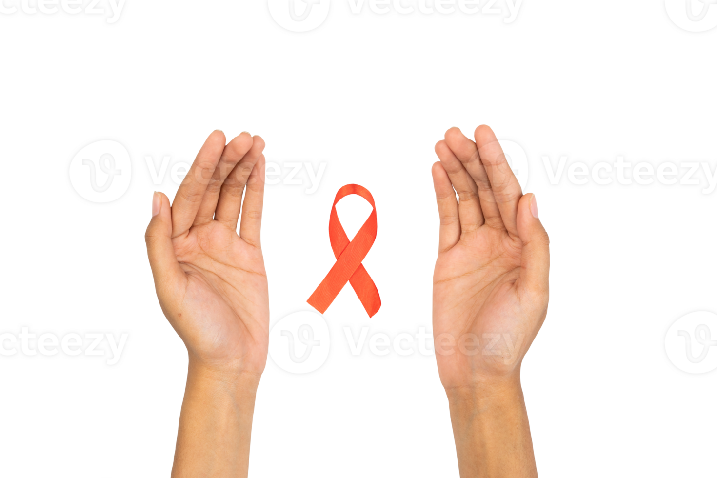 manos con rojo salud cinta. vih SIDA conciencia símbolo png