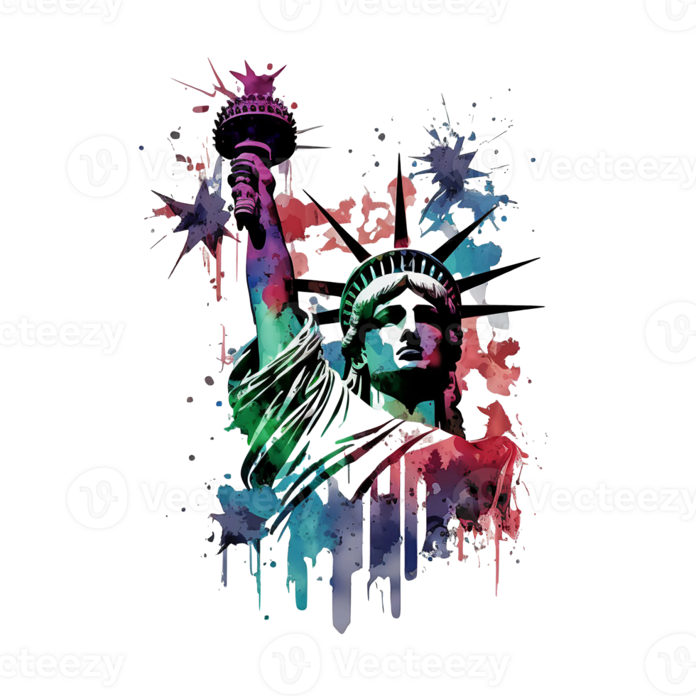 Watercolor statue of liberty clipart, 4th of July element, png