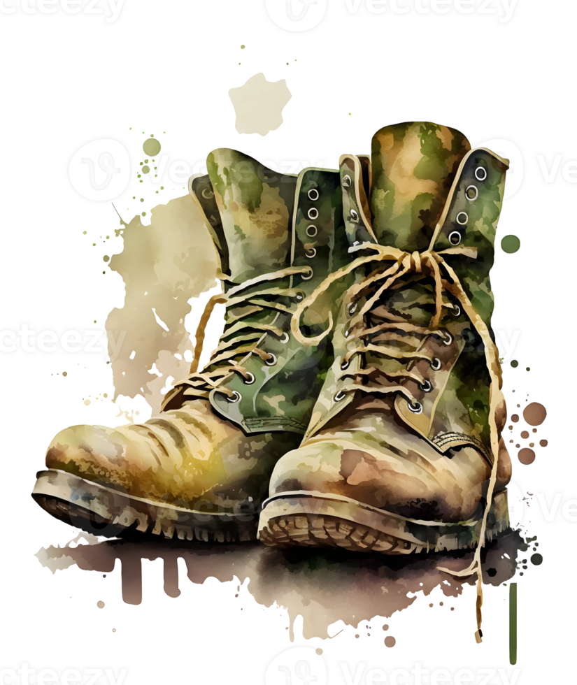 Veteran boots patriotic 4th of July watercolor, png