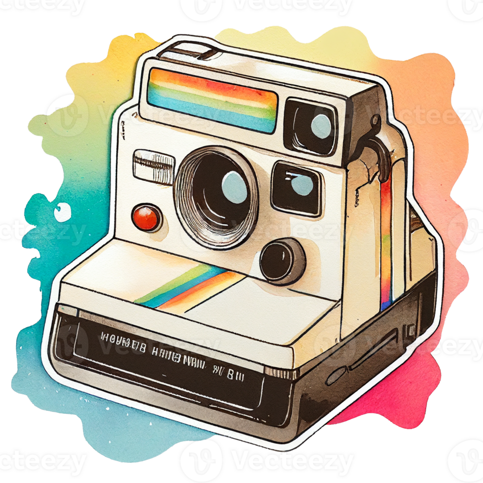 wijnoogst 80s thema polaroid camera, ai generatief png