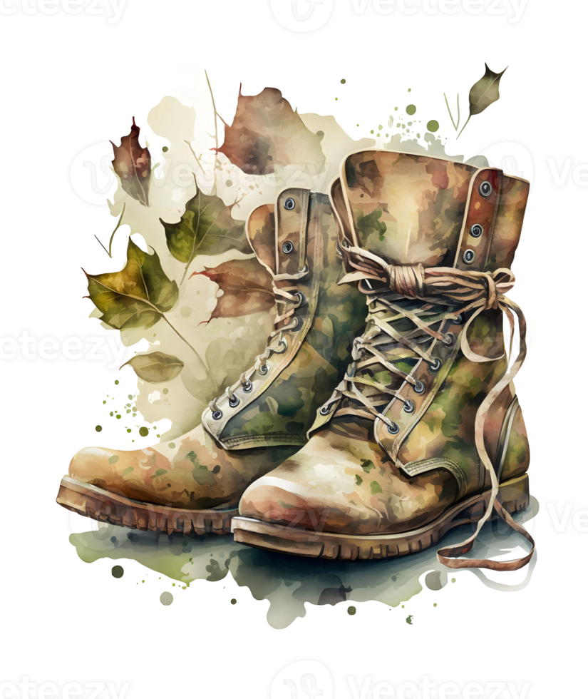 Veteran boots patriotic 4th of July watercolor, png