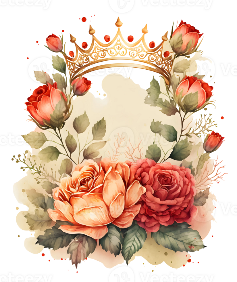 Royal reines couronne aquarelle clipart, ai génératif png