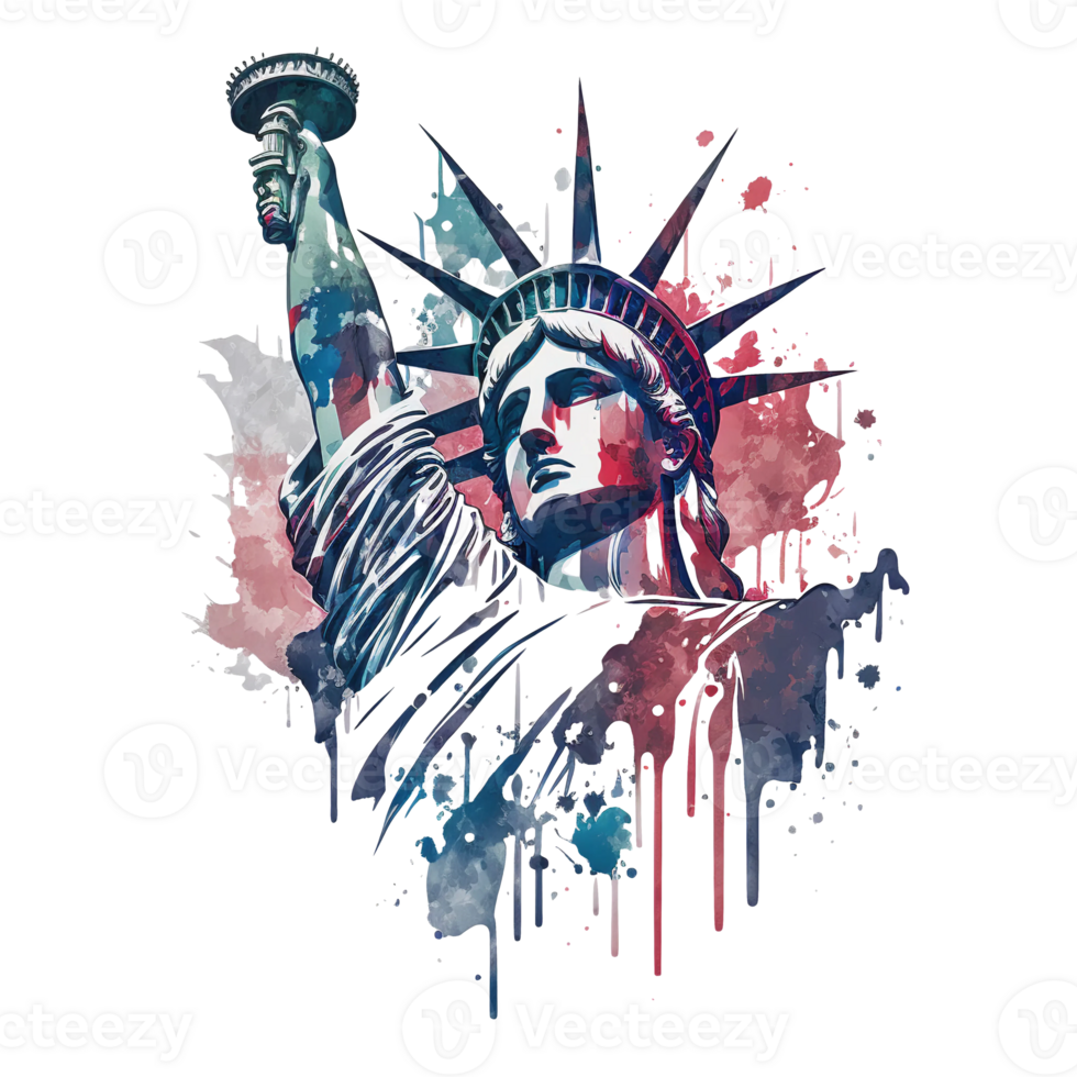 Watercolor statue of liberty clipart, 4th of July element, png