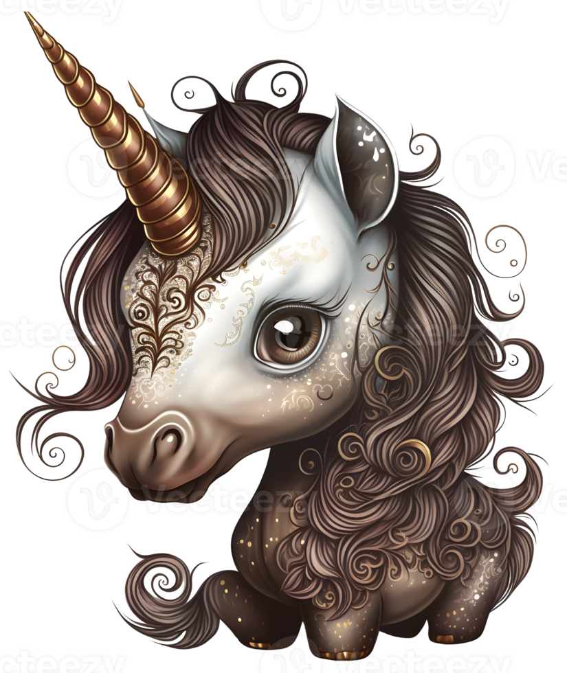 ornamental unicornio aislado, ai generativo png