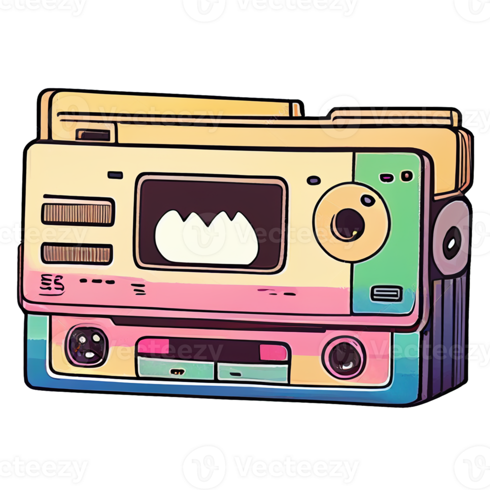 Vintage kawaii tape, nostalgic 80s sticker, png