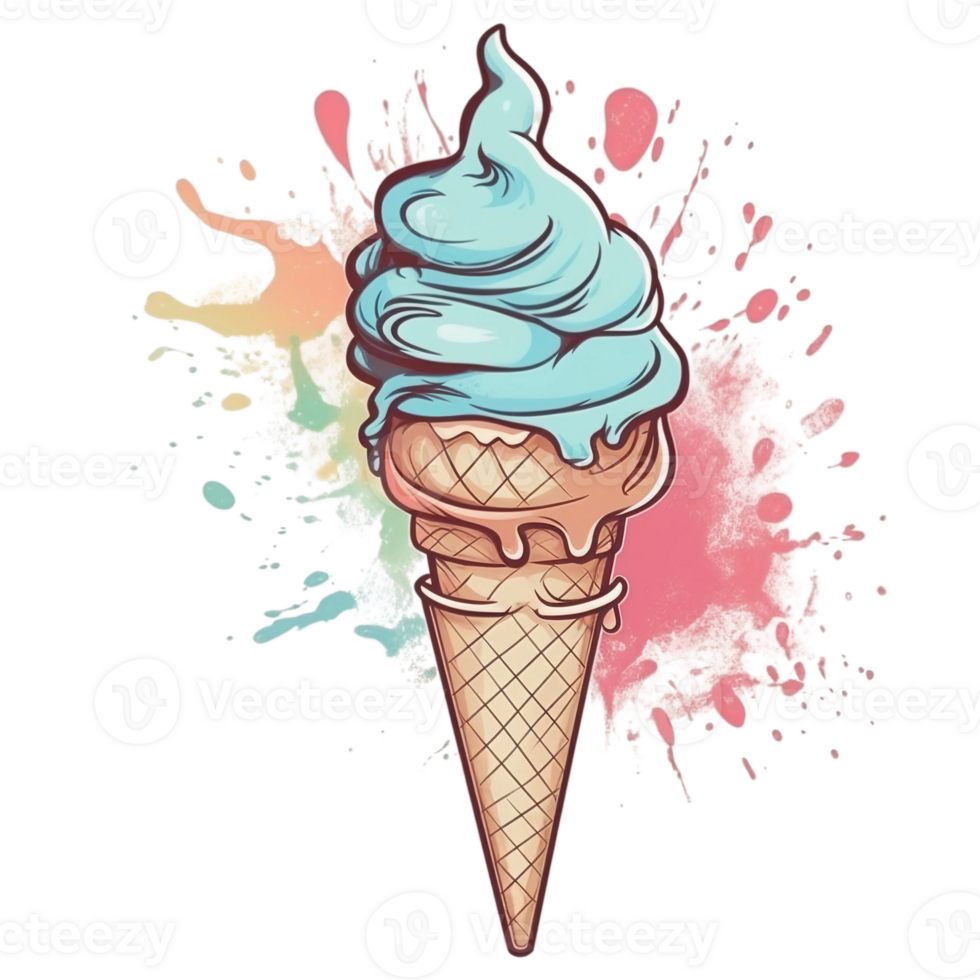 retro Eis Creme, Aquarell, ai generativ png