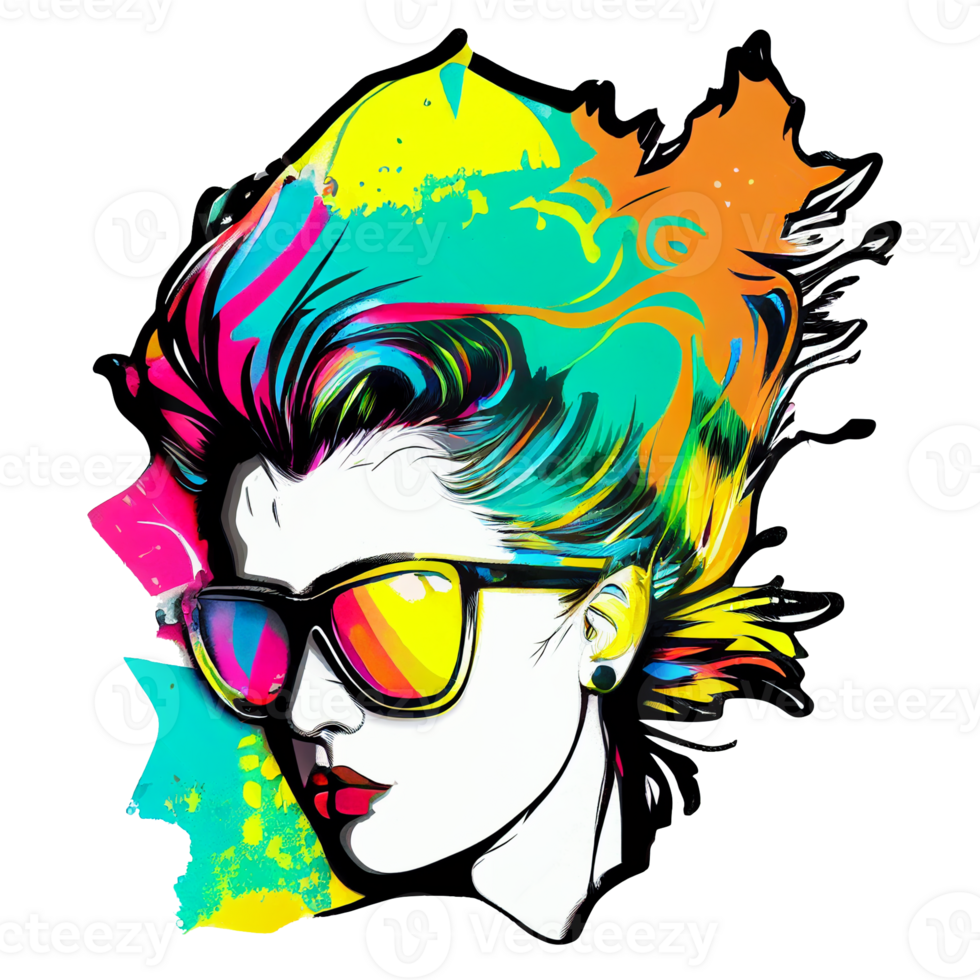 Vintage 80's Pop girl sticker, png