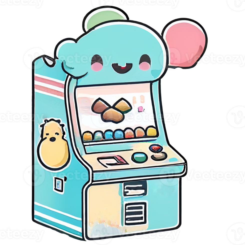 Arcade game, vintage 80s sticker, png