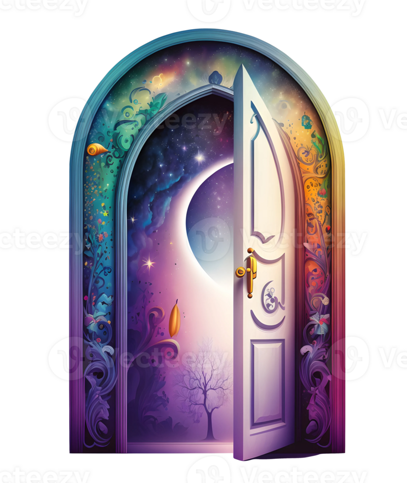 magia puerta, fantasía hada cuento elemento, ai generativo png