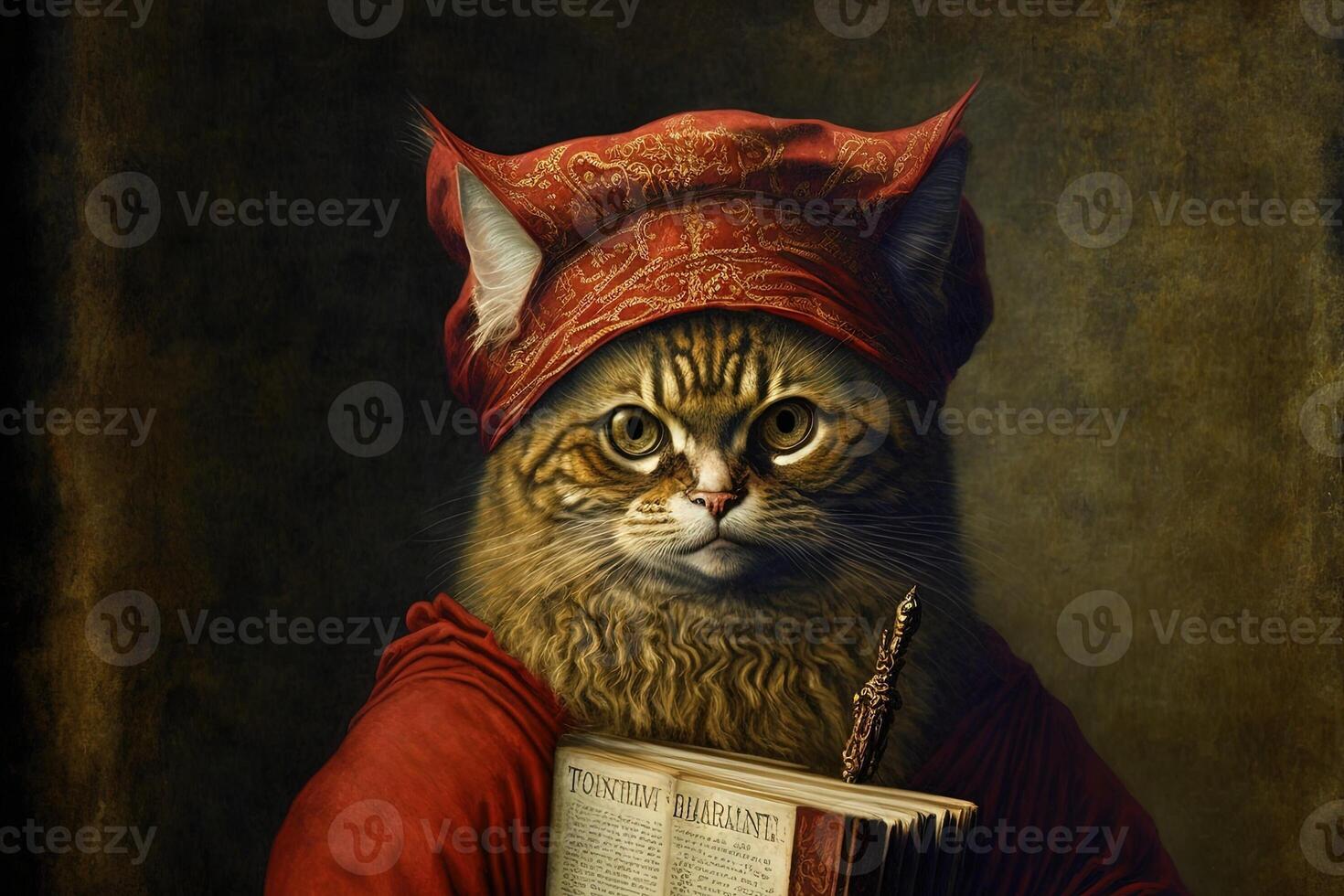 Dante Alighieri as a cat illustration photo