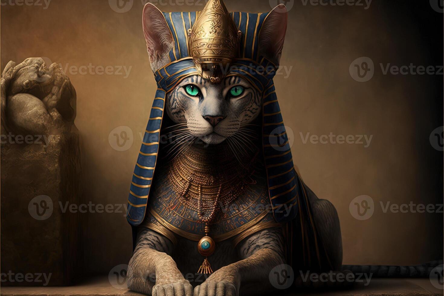 cat as egyptian pharaoh illustration photo