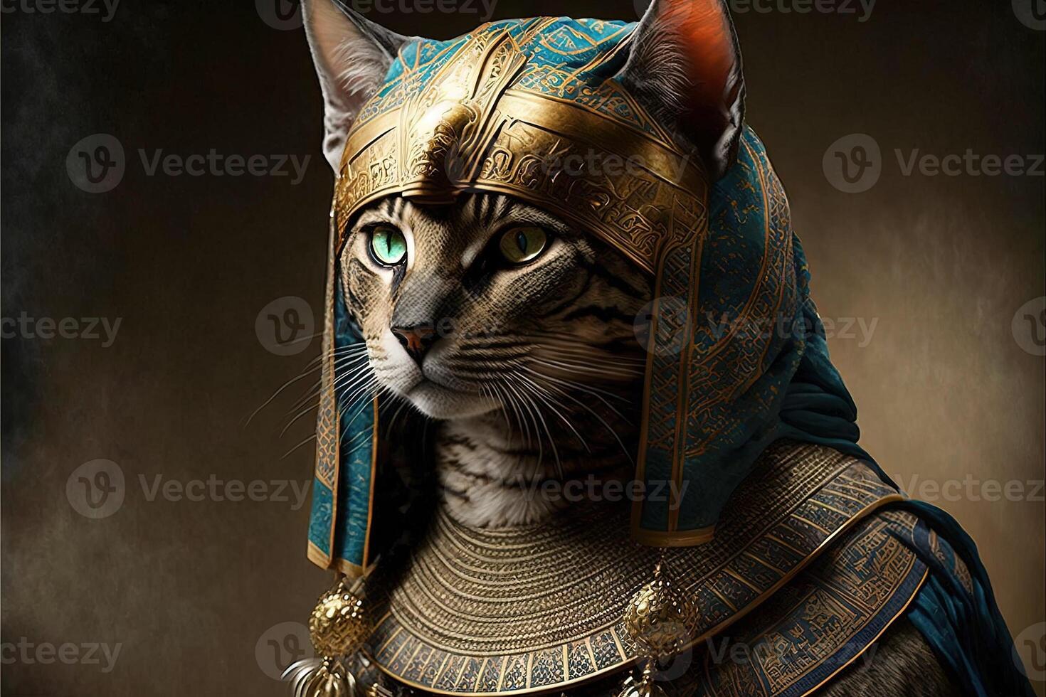 cat as egyptian pharaoh illustration photo