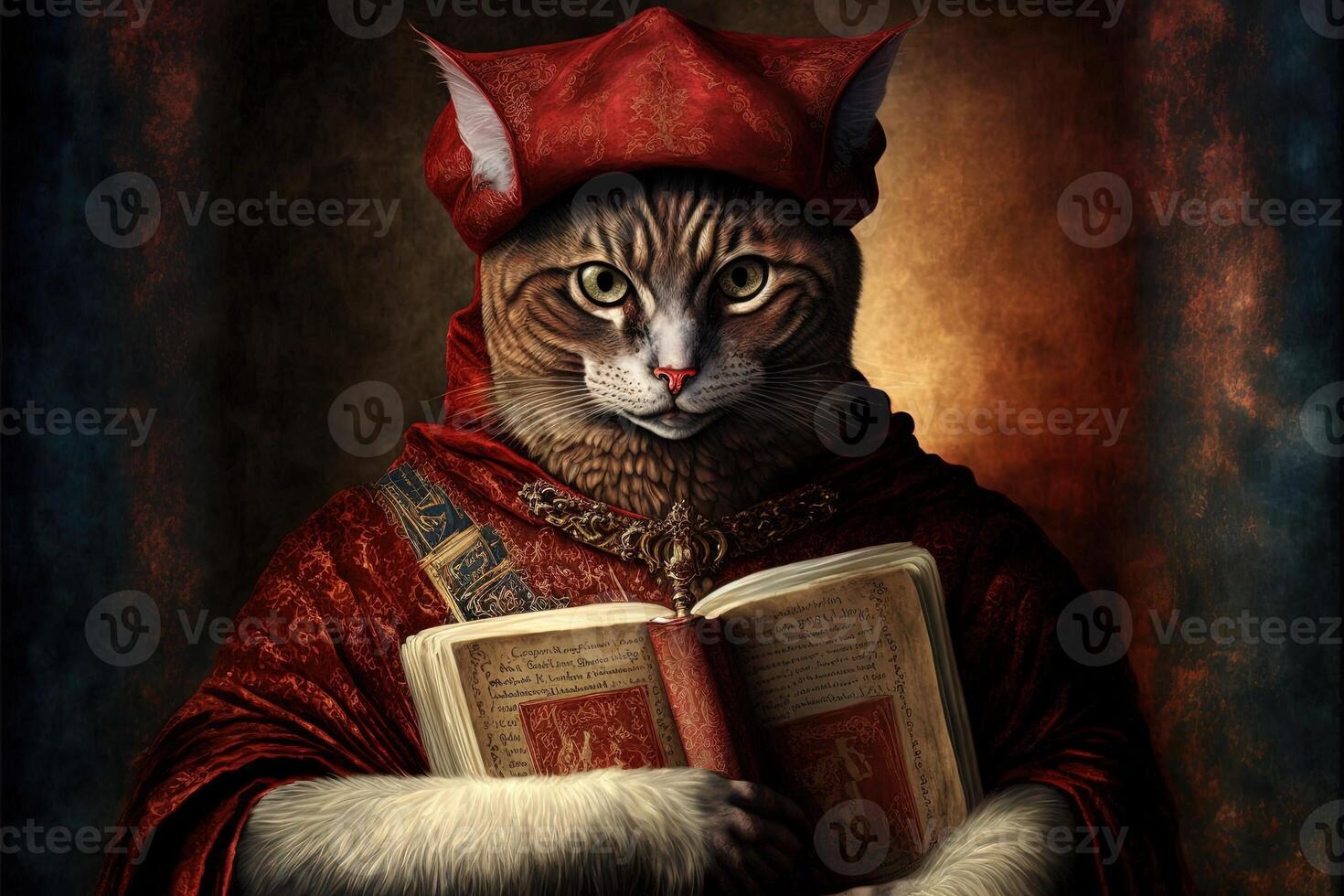 Dante Alighieri as a cat illustration photo