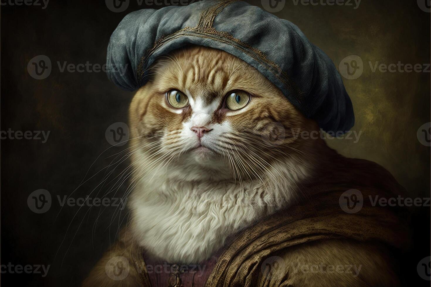 Leonardo da vinci Cat as famous historic character illustration photo